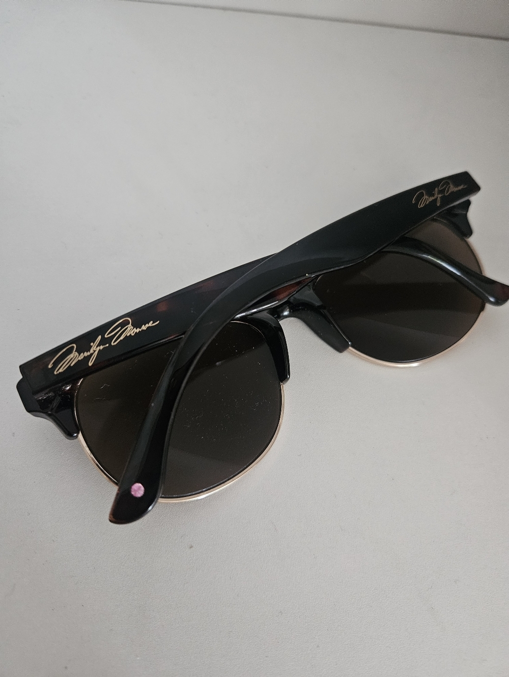 Marilyn Monroe Designer Black Sunglasses with Gold Signature Accent
